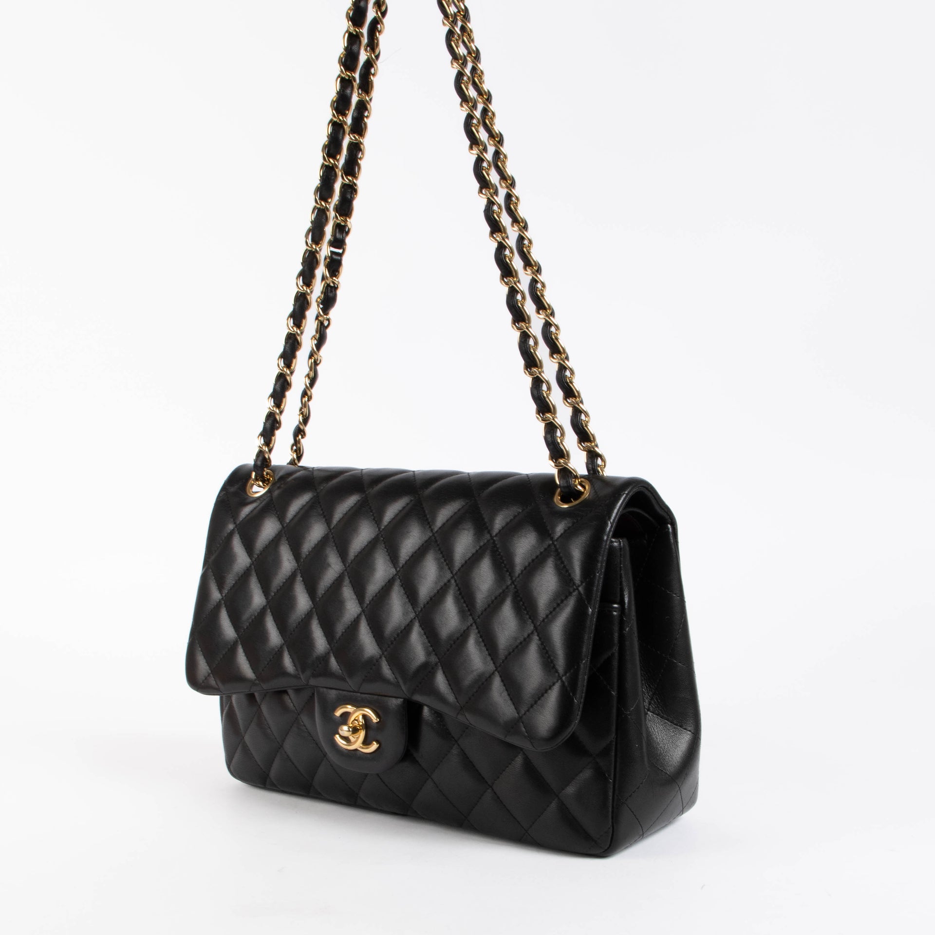 Chanel Black Lambskin Large Classic Flap Bag