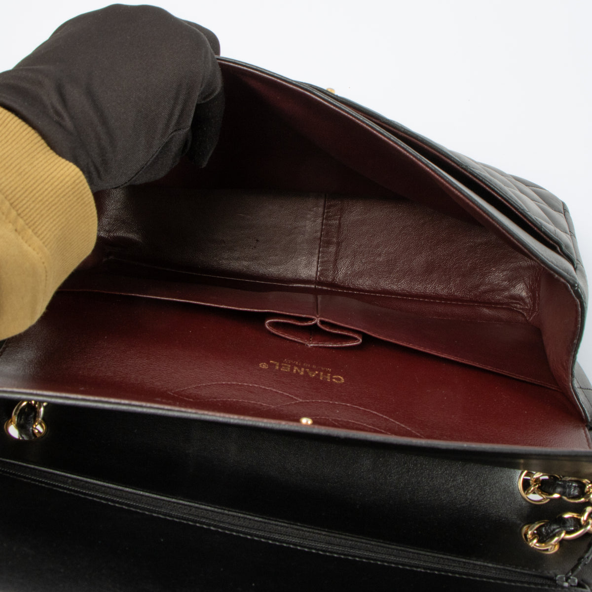 Shop this authentic Chanel Black Lambskin Large/Jumbo Classic Handbag pre-loved on Labellov.com 