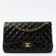 Shop this authentic Chanel Black Lambskin Large/Jumbo Classic Handbag pre-loved on Labellov.com 