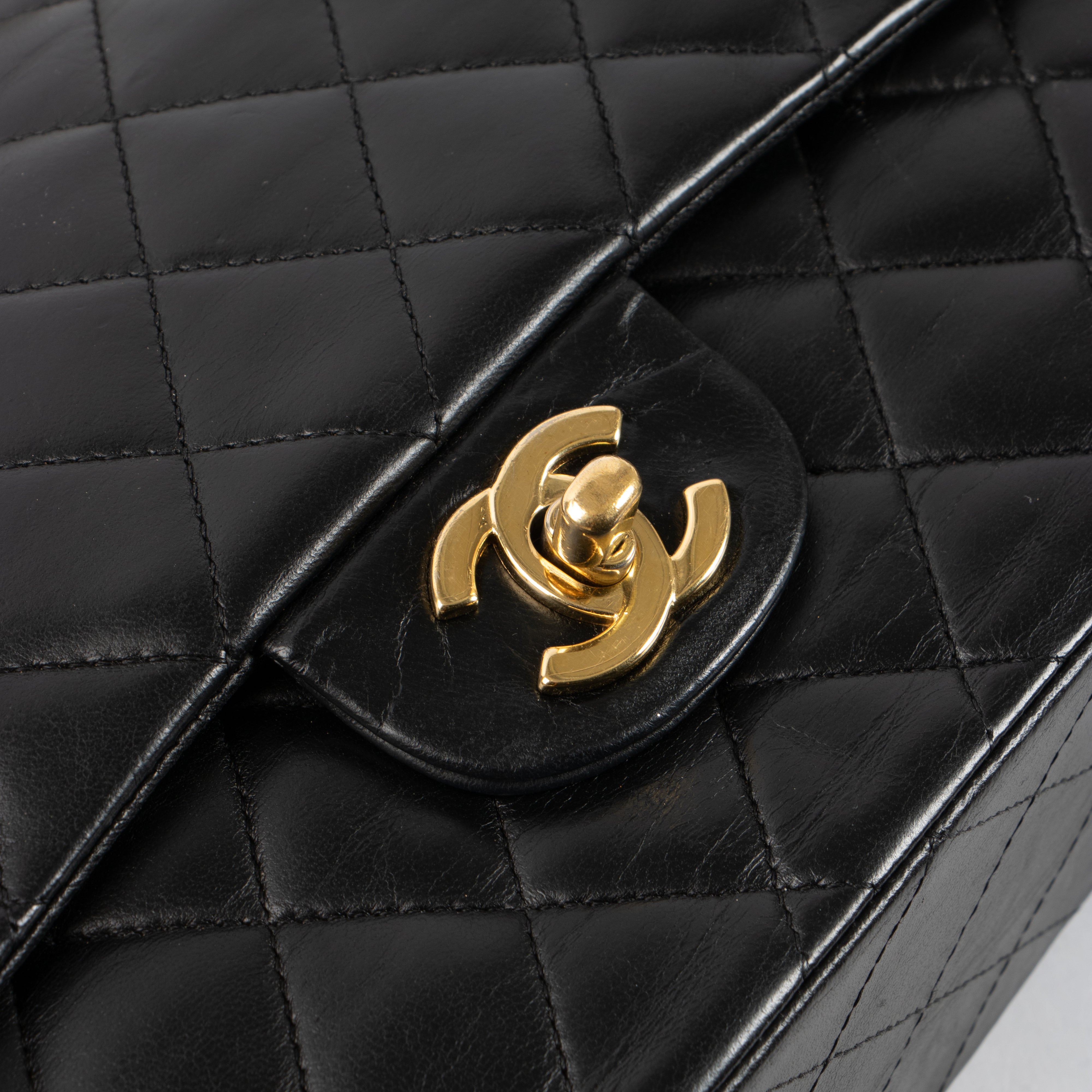Chanel Black Lambskin Medium Classic 11.12 Handbag – Labellov