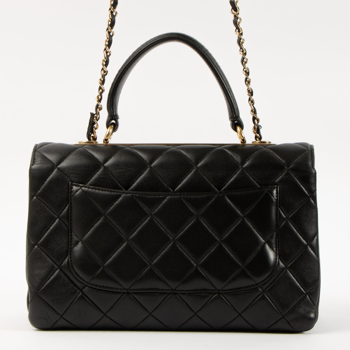 Shop this authentic Chanel Black Lambskin Medium Trendy CC Bag pre-loved on Labellov.com