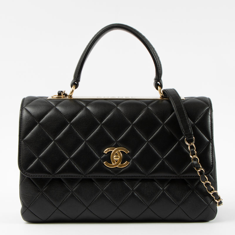 Shop this authentic Chanel Black Lambskin Medium Trendy CC Bag pre-loved on Labellov.com