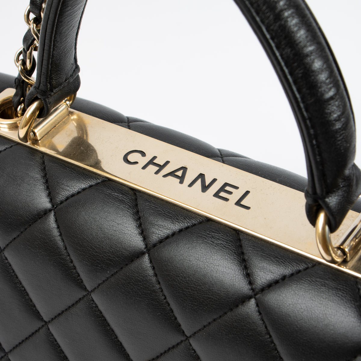 Shop this authentic Chanel Black Lambskin Medium Trendy CC Bag pre-loved on Labellov.com
