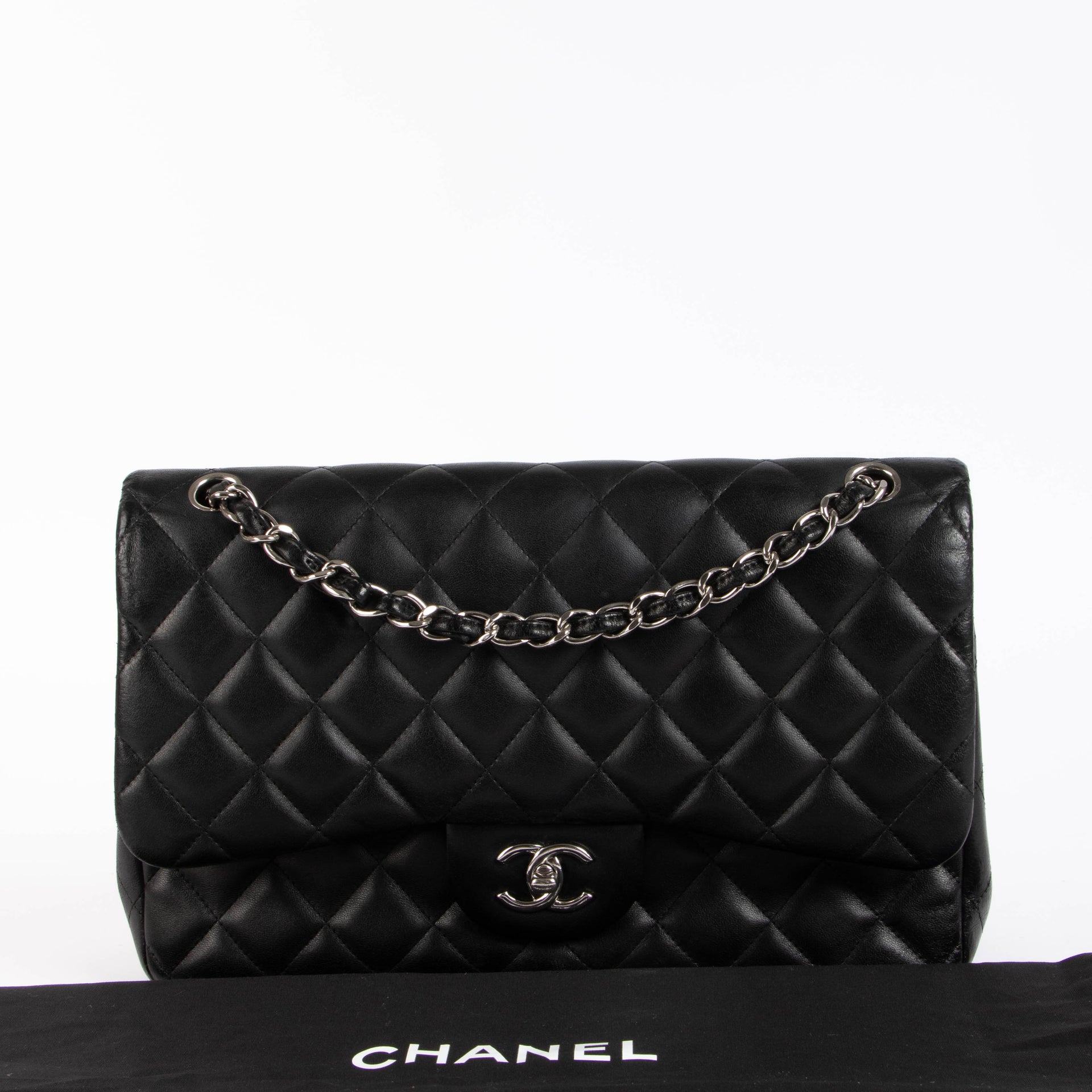 Chanel Black Lambskin Large Classic Flap Bag