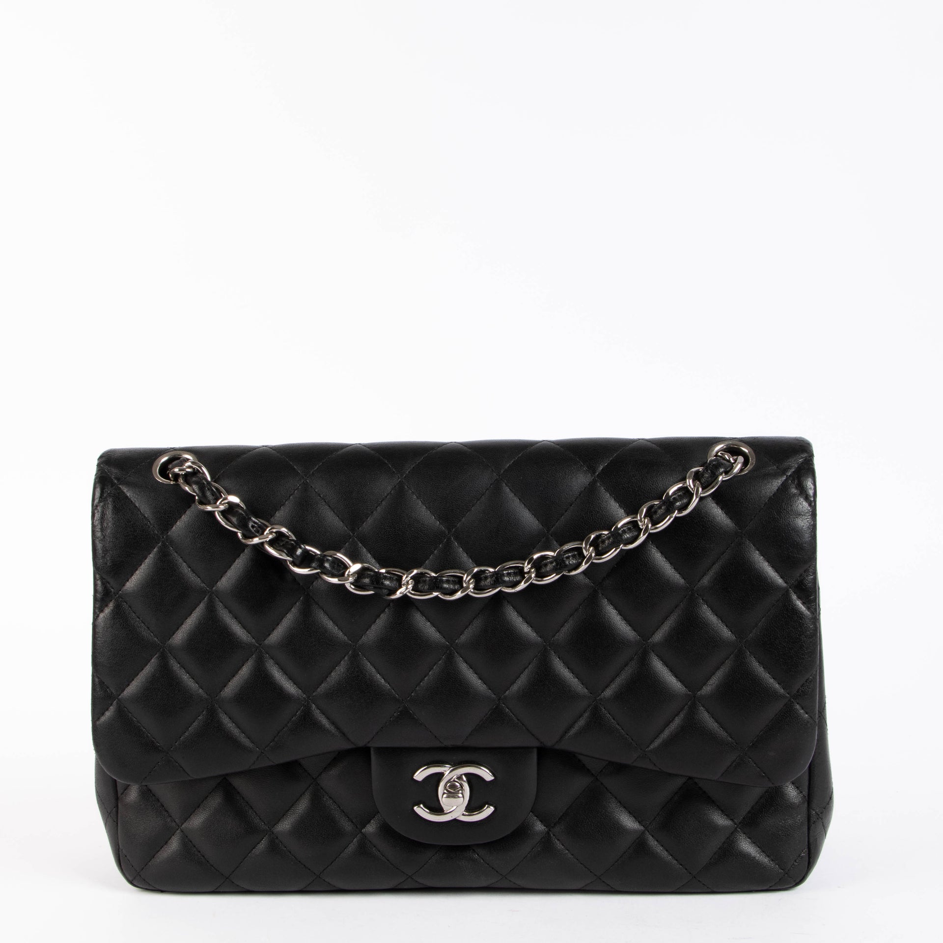 Chanel Black Lambskin Large Classic Flap Bag