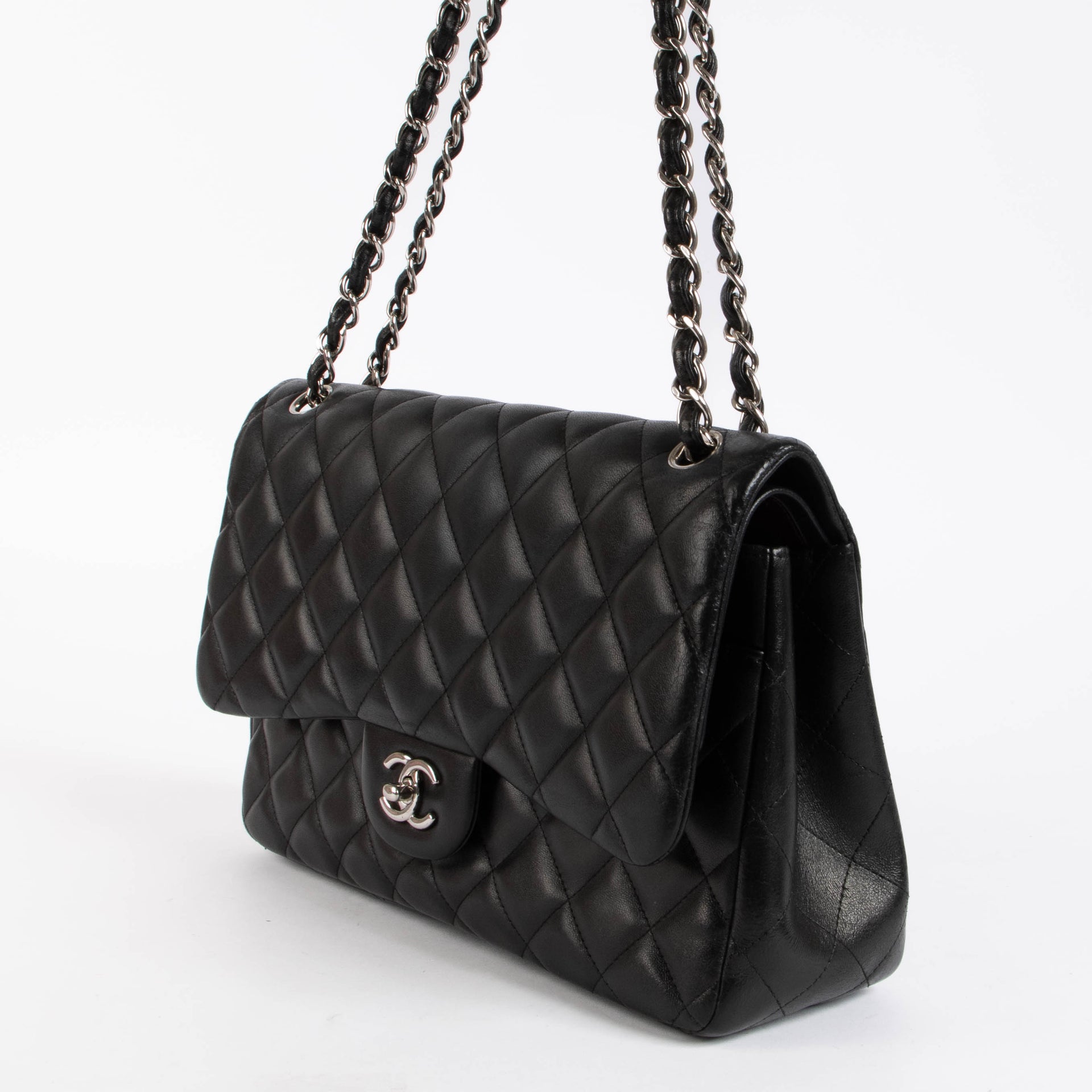 Chanel Black Lambskin Large Classic Flap Bag