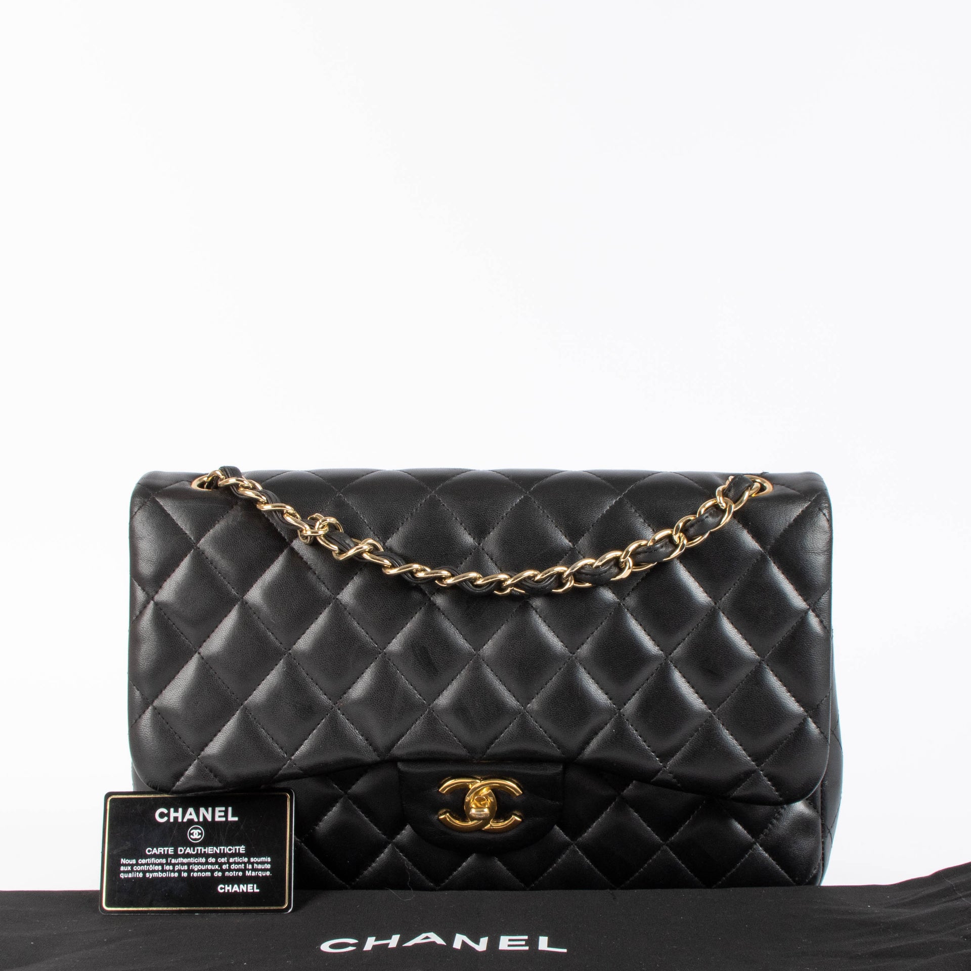 Chanel Black Lambskin Large Classic Flap Bag