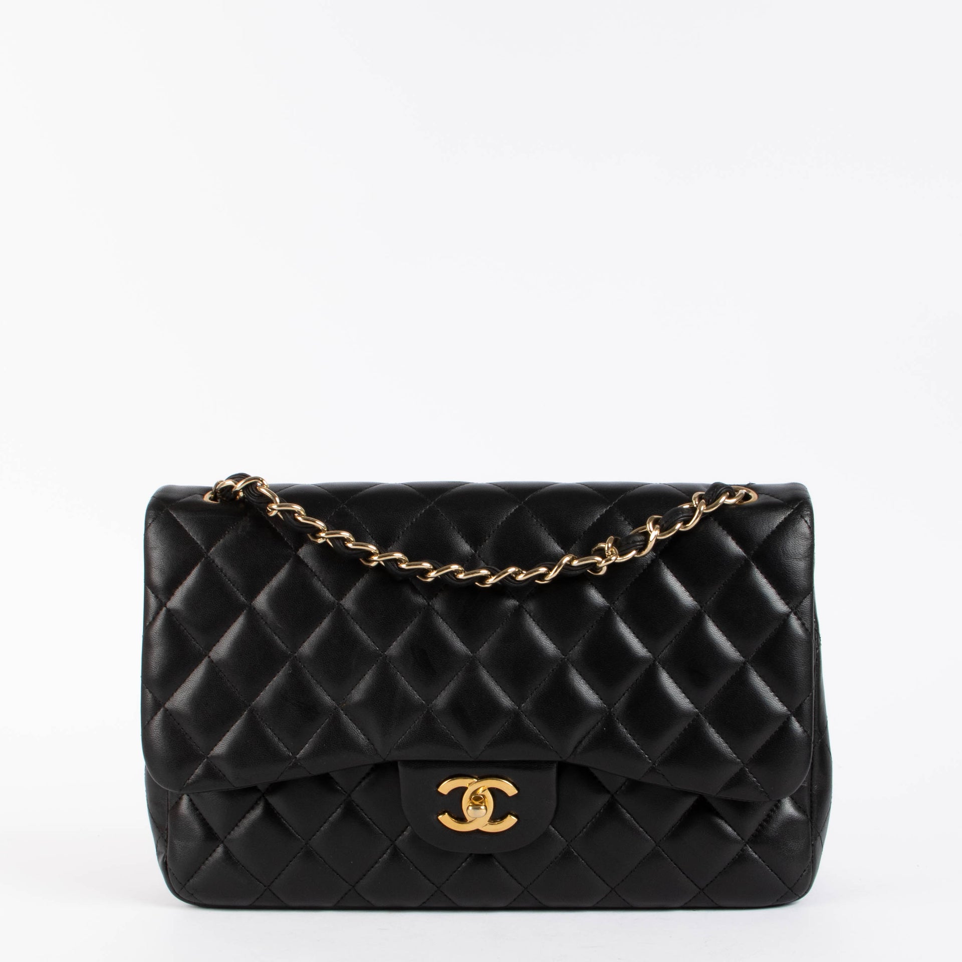 Chanel Black Lambskin Large Classic Flap Bag