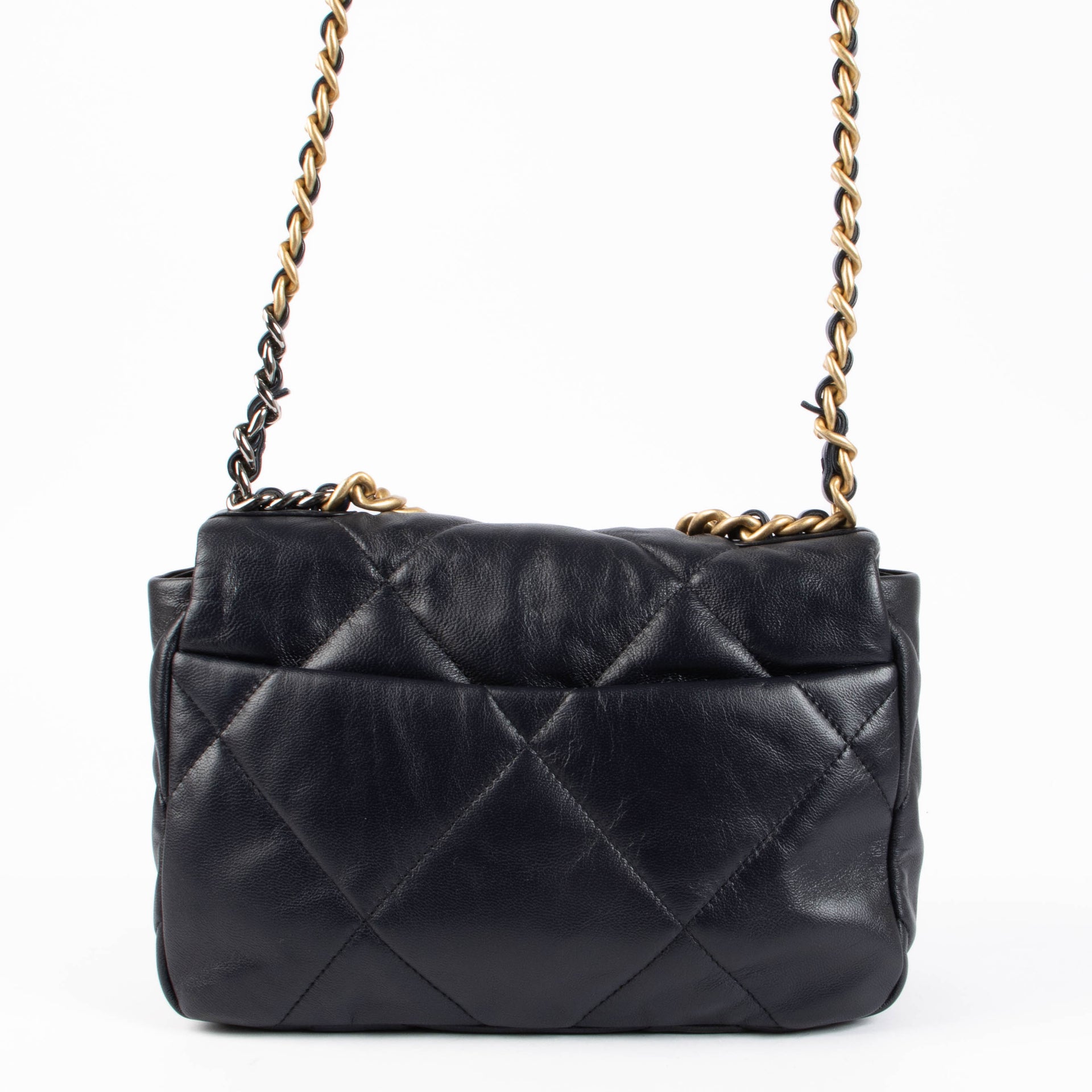 Chanel Navy Blue Goatskin Small Chanel 19 Bag