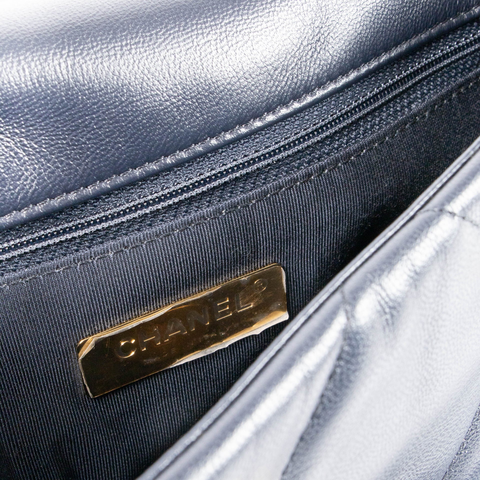 Chanel Navy Blue Goatskin Small Chanel 19 Bag