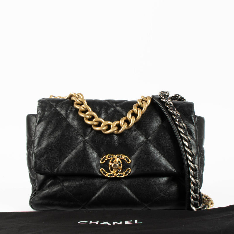 Chanel Black Goatskin Large Chanel 19 Bag
