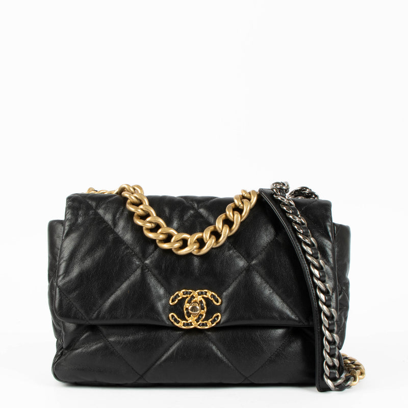 Chanel Black Goatskin Large Chanel 19 Bag