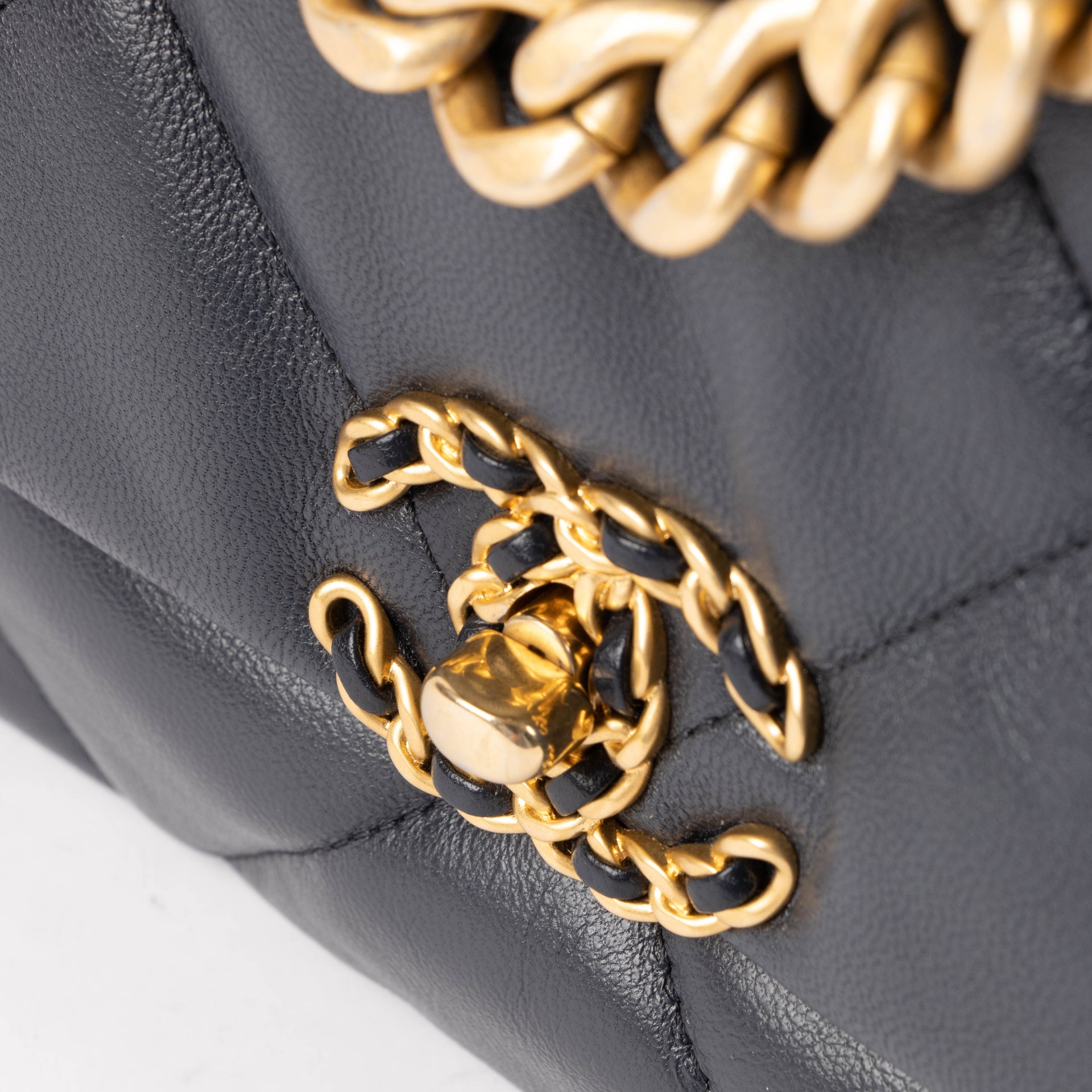 Chanel Navy Blue Goatskin Small Chanel 19 Bag