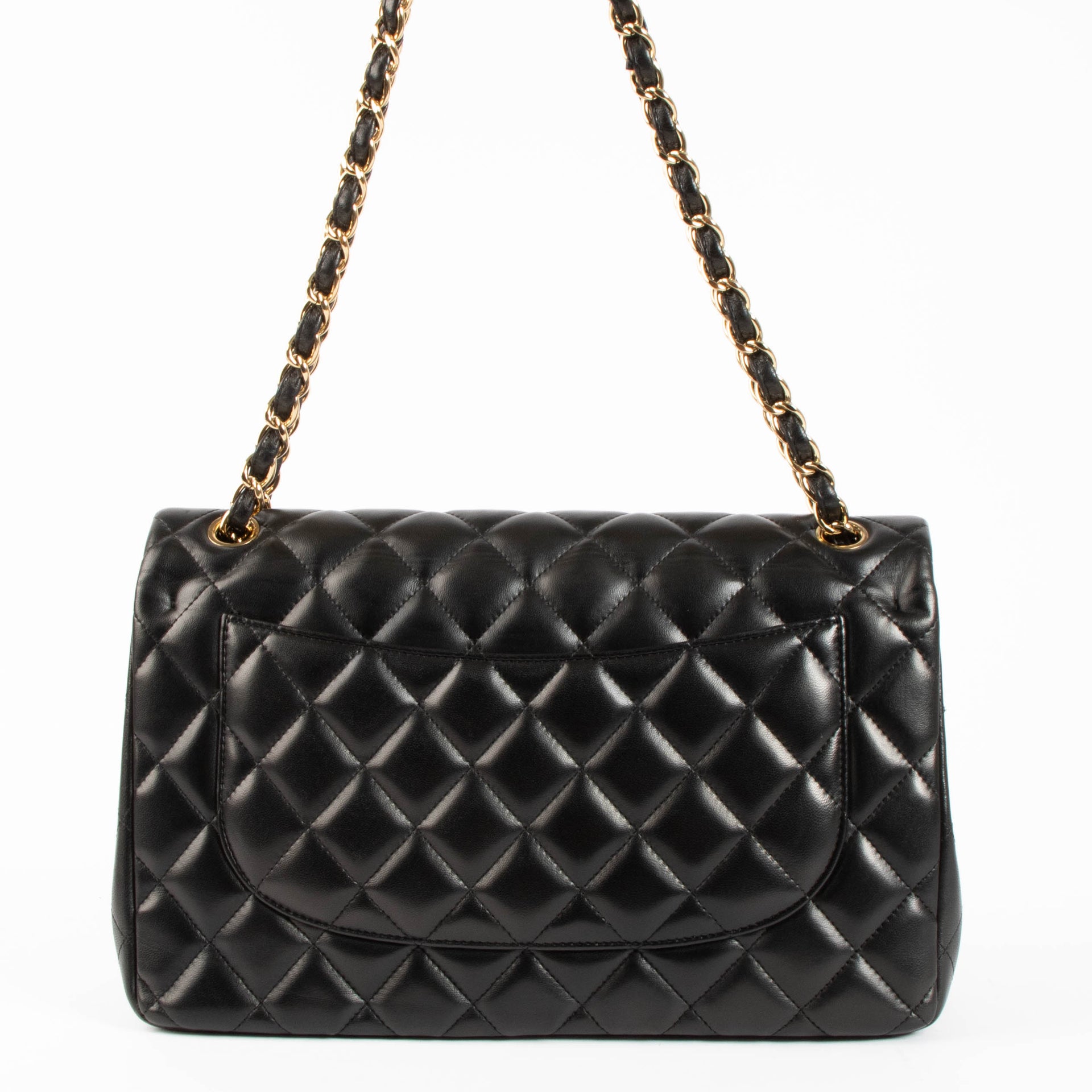 Chanel Black Lambskin Large/Jumbo Classic Handbag