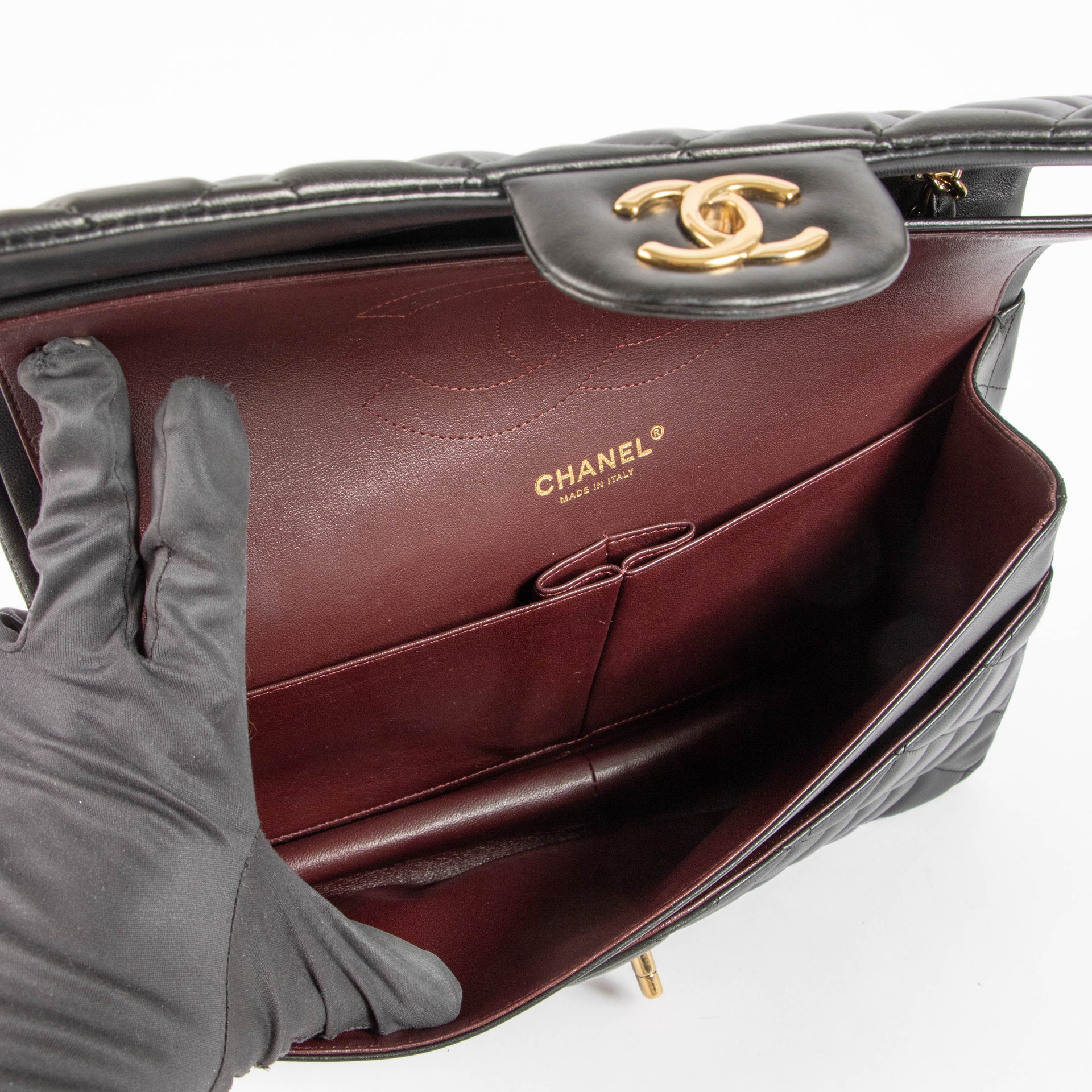 Chanel Black Lambskin Large/Jumbo Classic Handbag