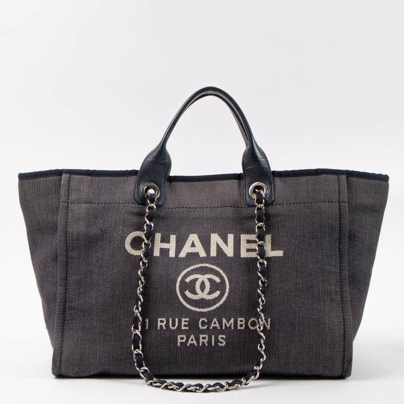 Chanel Blue Denim Deauville Large Shopping Bag