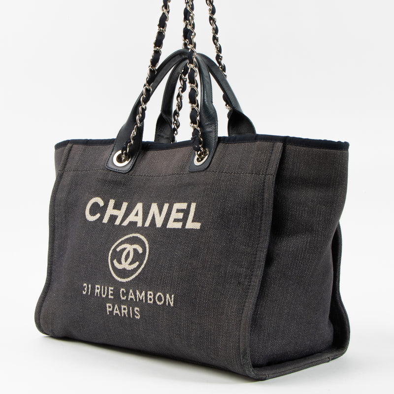 Chanel Blue Denim Deauville Large Shopping Bag