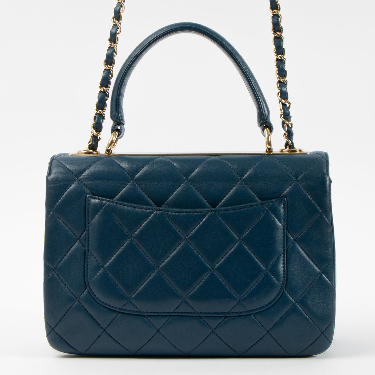 Shop this authentic Chanel Blue Lambskin Small Trendy CC Bag pre-loved on Labellov.com