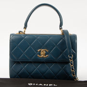 Shop this authentic Chanel Blue Lambskin Small Trendy CC Bag pre-loved on Labellov.com