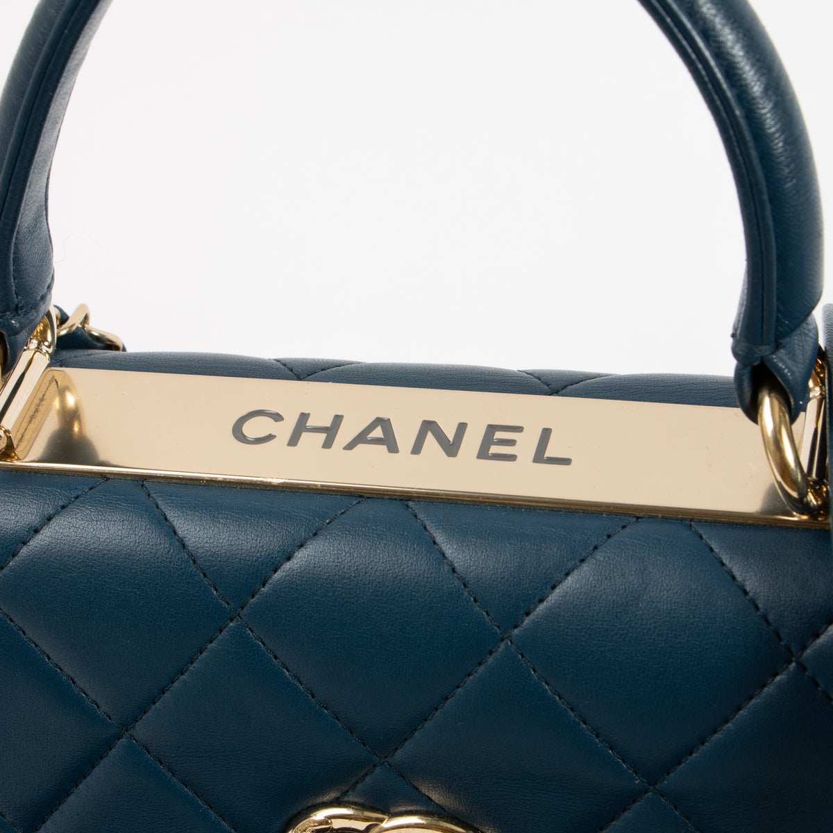 Shop this authentic Chanel Blue Lambskin Small Trendy CC Bag pre-loved on Labellov.com