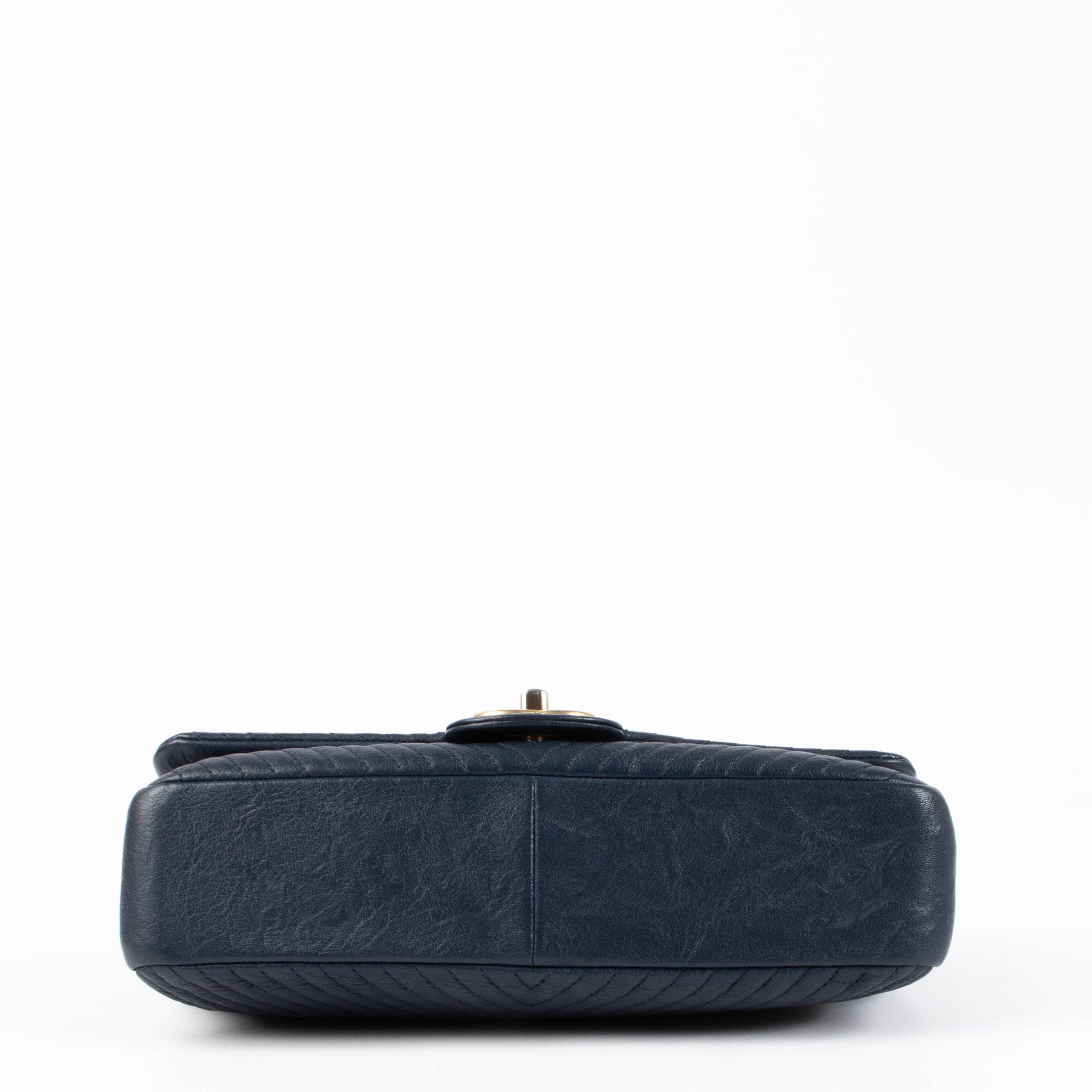 Chanel Blue Wrinkled Goatskin Chevron Medallion Medium Flap Bag
