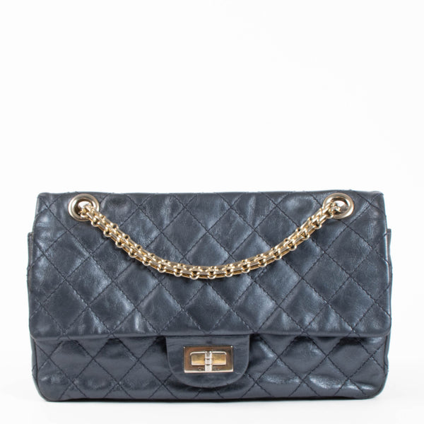 Chanel Metallic Blue Aged Calfskin Accordion Medium 2.55 Reissue