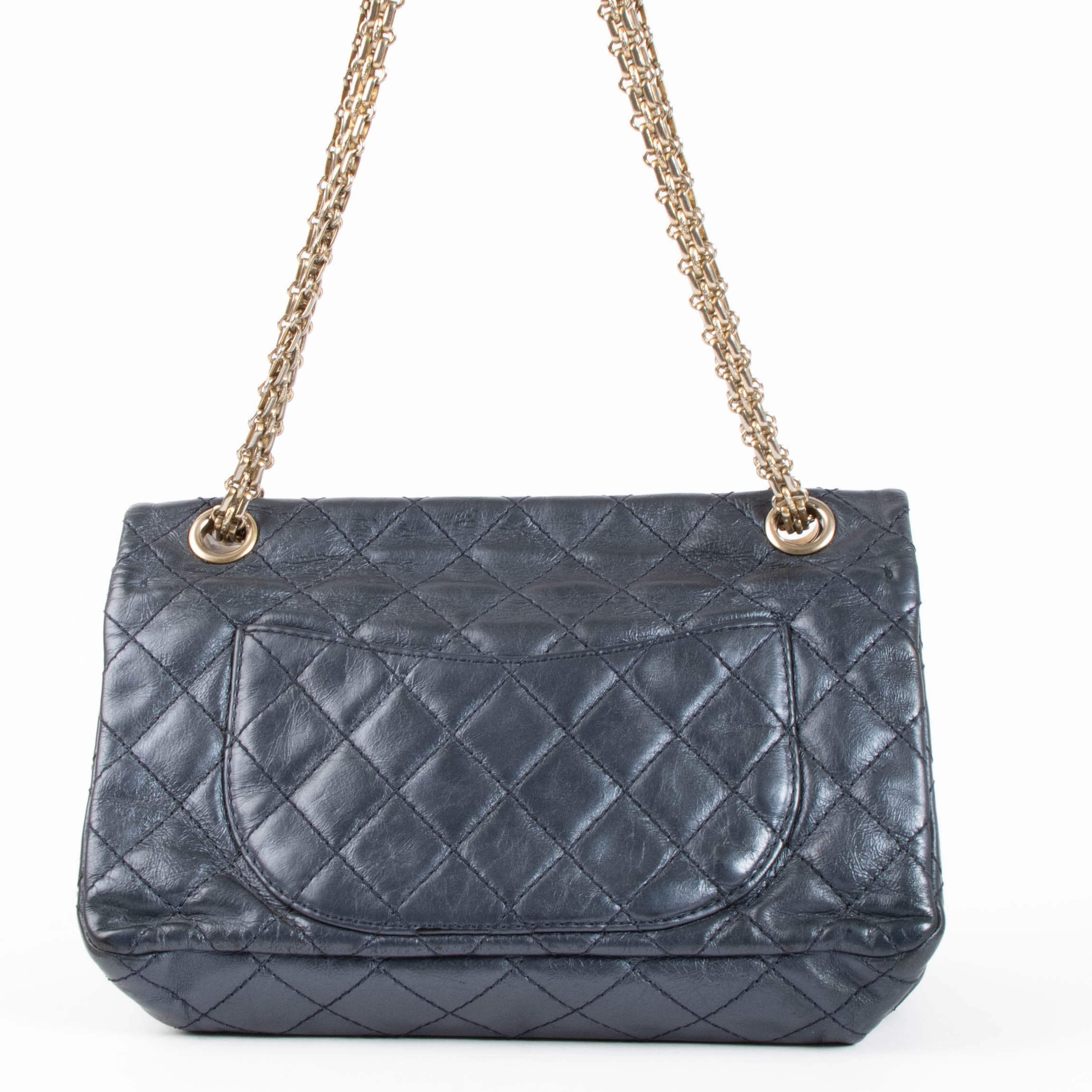 CHANEL - あおい・D様。専用。 Chanel Metallic Blue Aged Calfskin Accordion Medium 2.55 Reissue