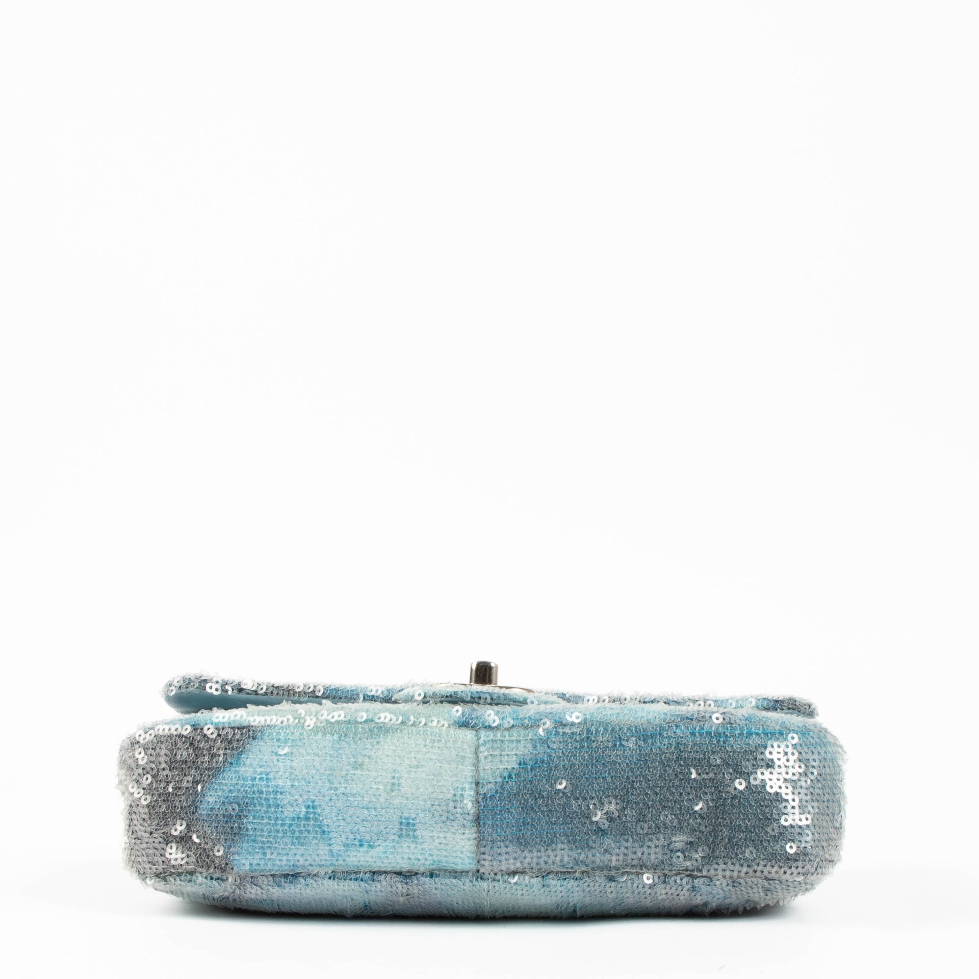 Chanel 18S Blue Sequin Waterfall Small Classic Single Flap Bag