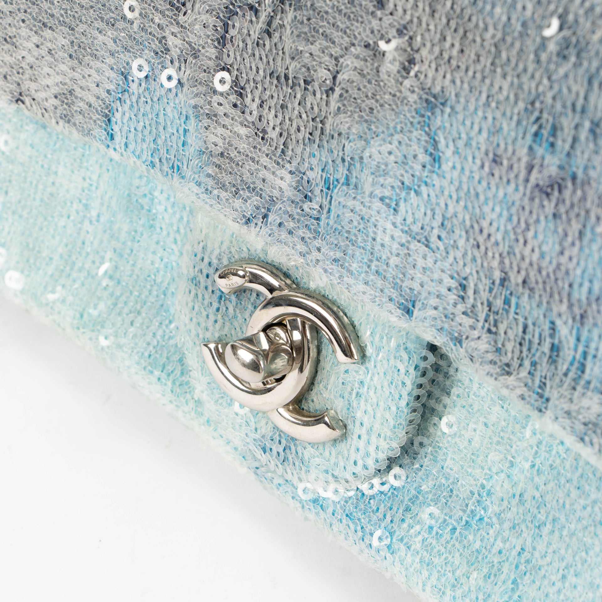 Chanel 18S Blue Sequin Waterfall Small Classic Single Flap Bag