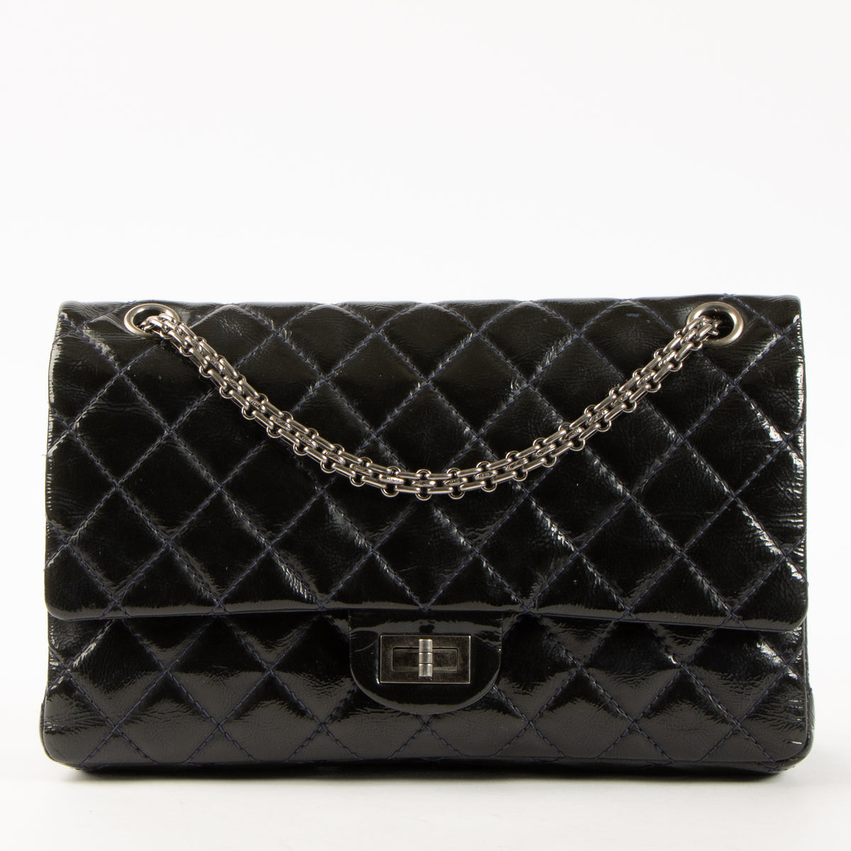 Shop this authentic Chanel Blue Patent Leather Large 2.55 Reissue Bag Pre-Loved on Labellov.com