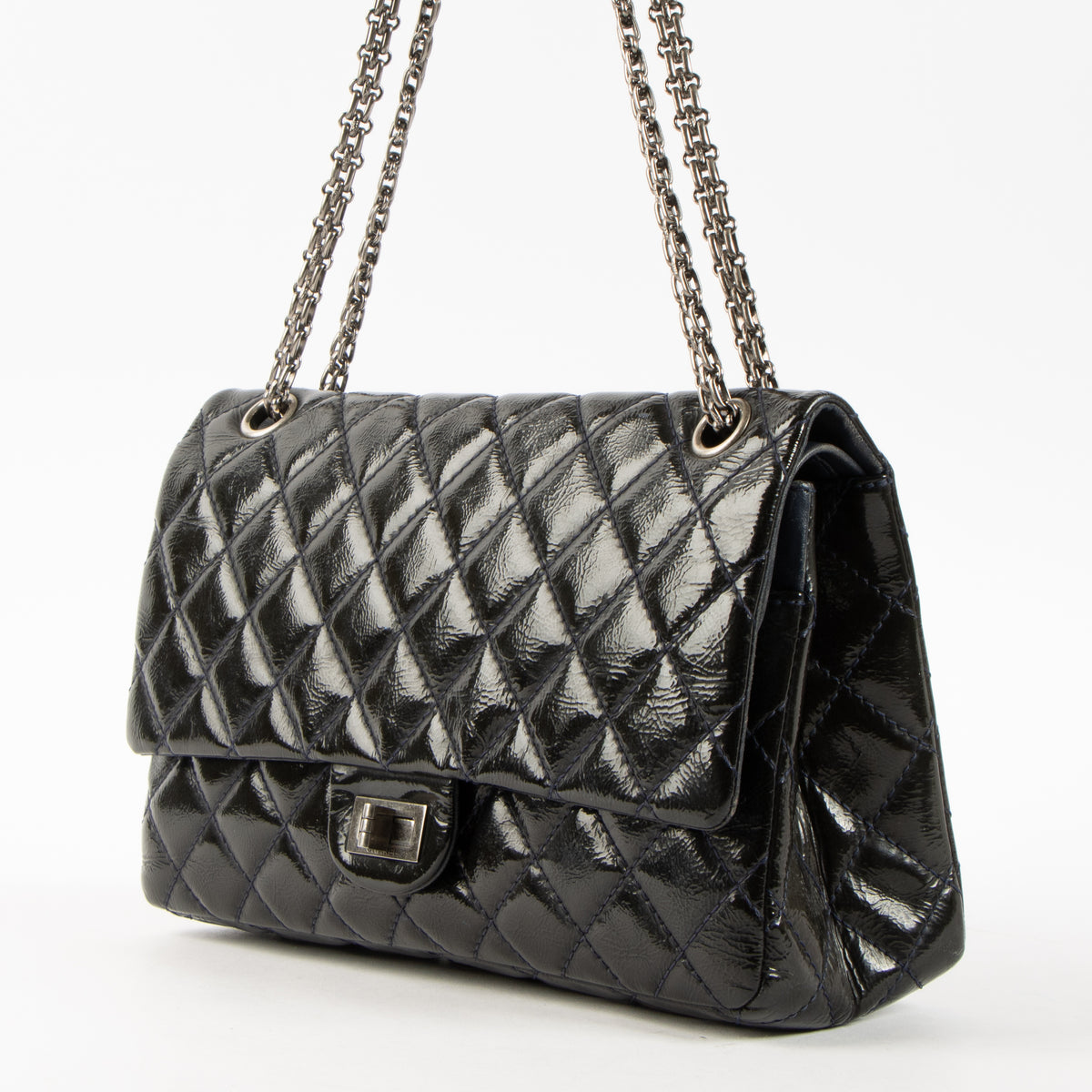 Shop this authentic Chanel Blue Patent Leather Large 2.55 Reissue Bag Pre-Loved on Labellov.com
