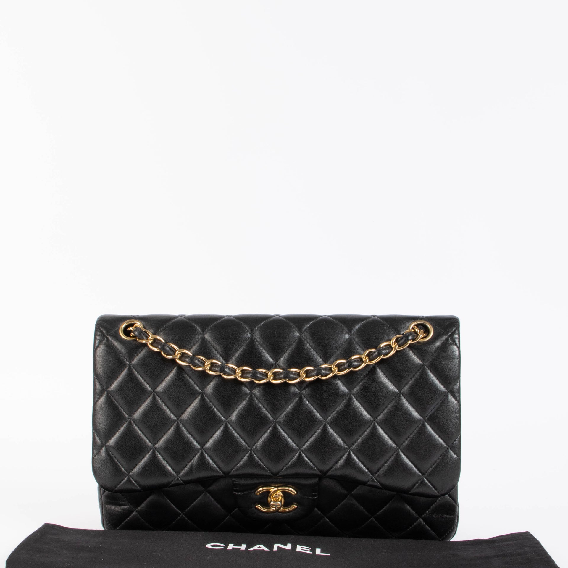 Chanel Black Lambskin Large Classic flap bag