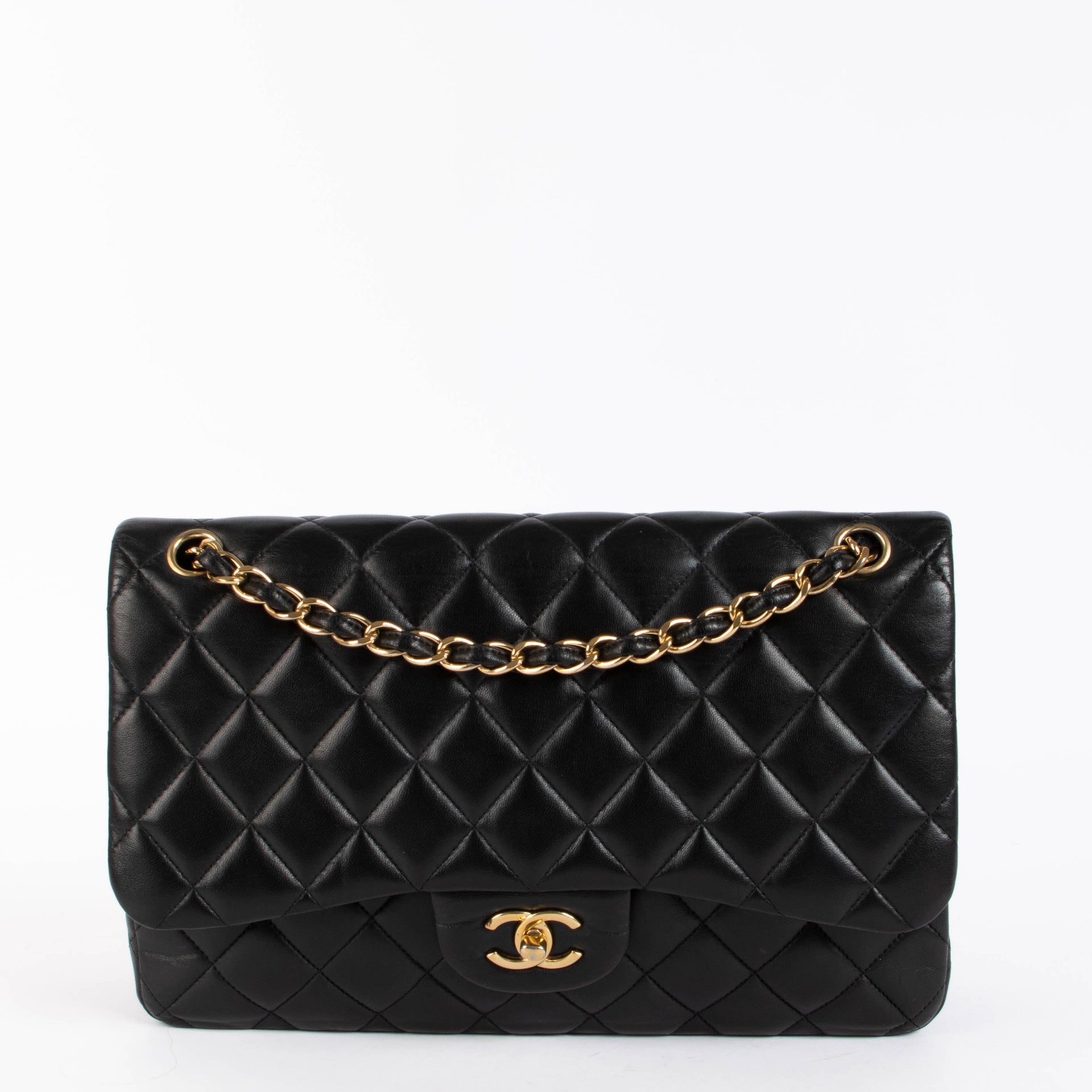 Chanel Black Lambskin Large Classic flap bag