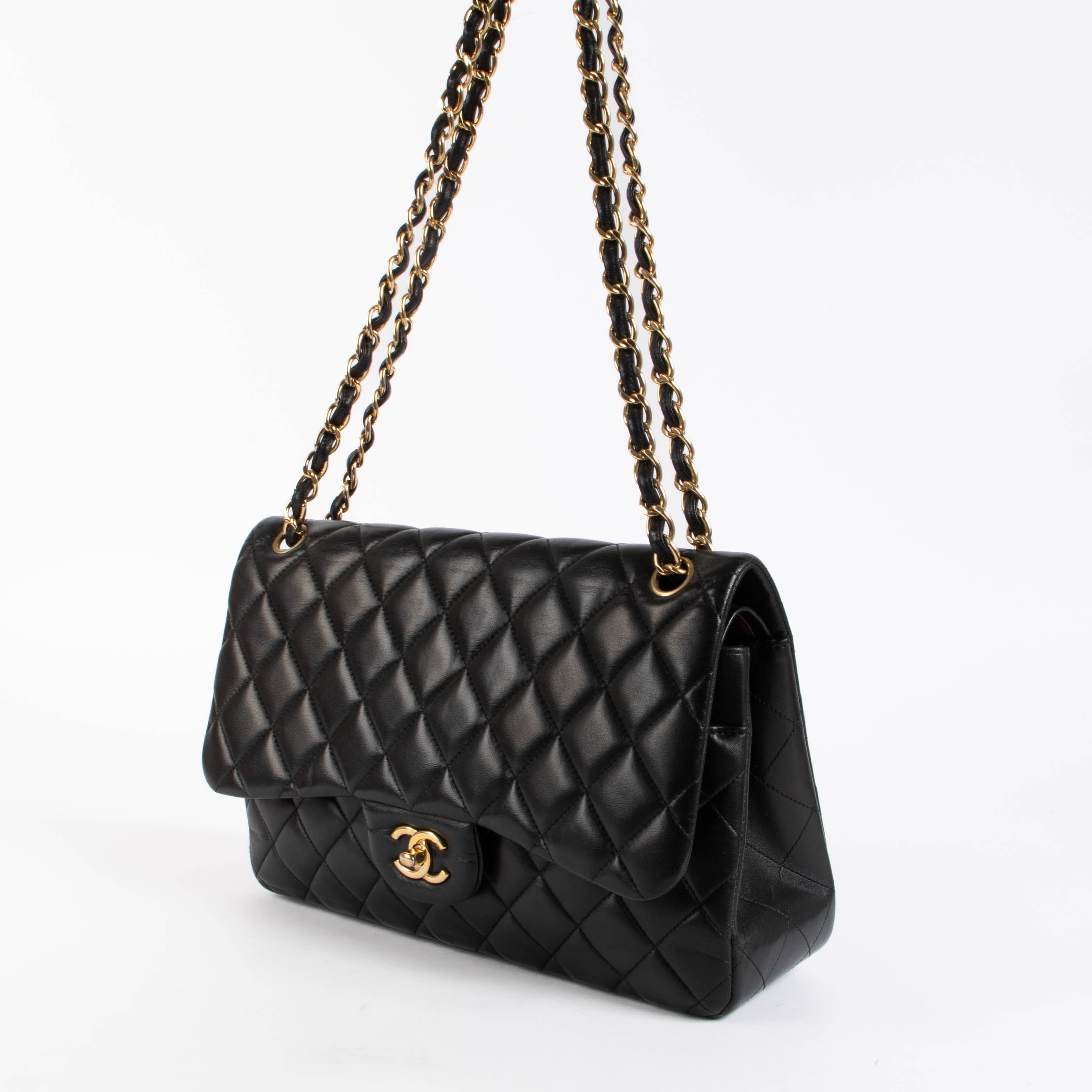 Chanel Black Lambskin Large/Jumbo Classic Flap Bag – Labellov