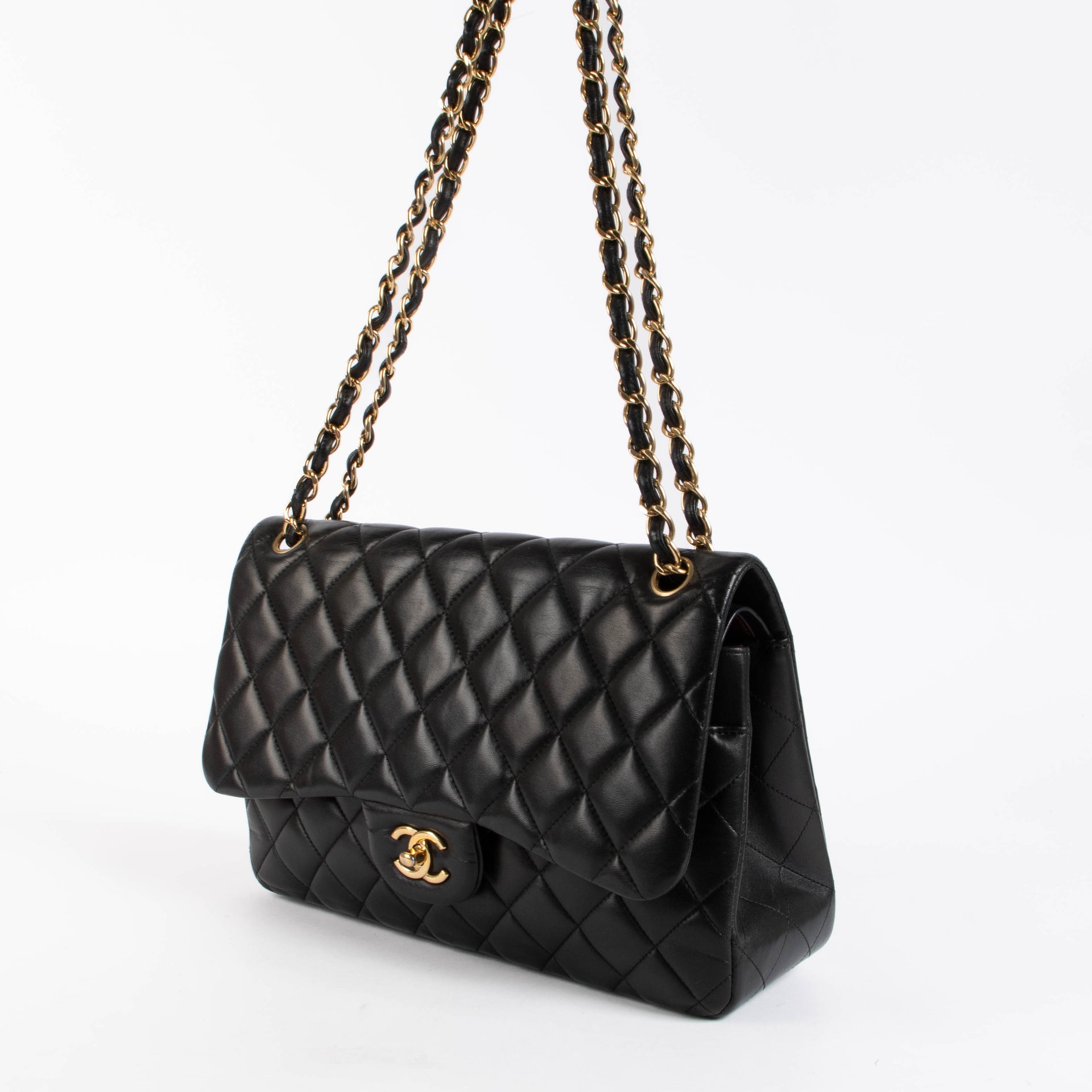 Chanel Black Lambskin Large Classic flap bag