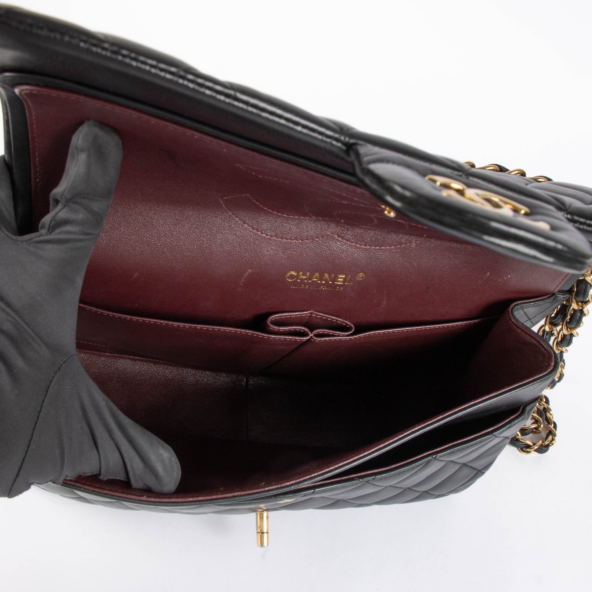 Chanel Black Lambskin Large Classic flap bag