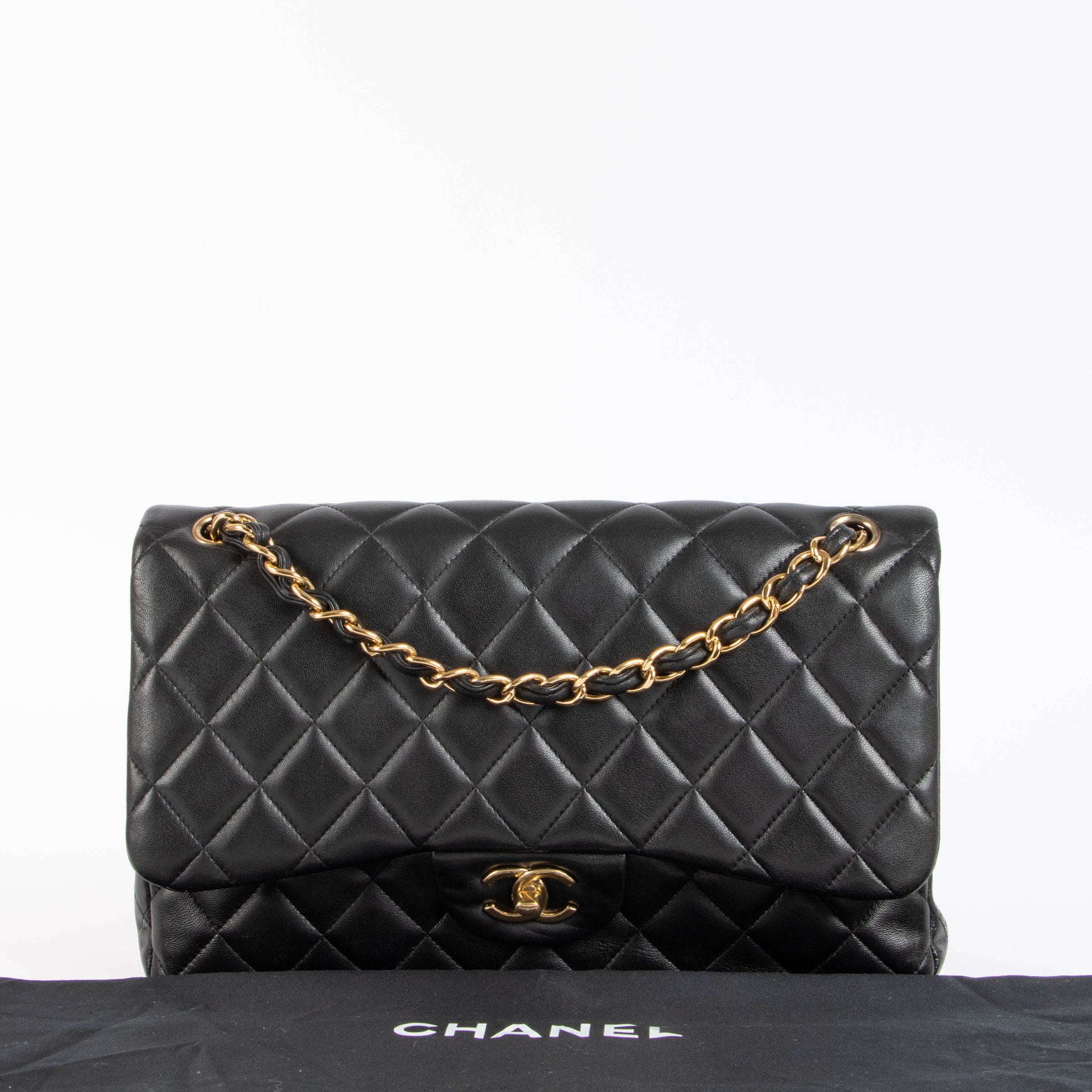 Chanel Black Lambskin Large Classic Flap Bag