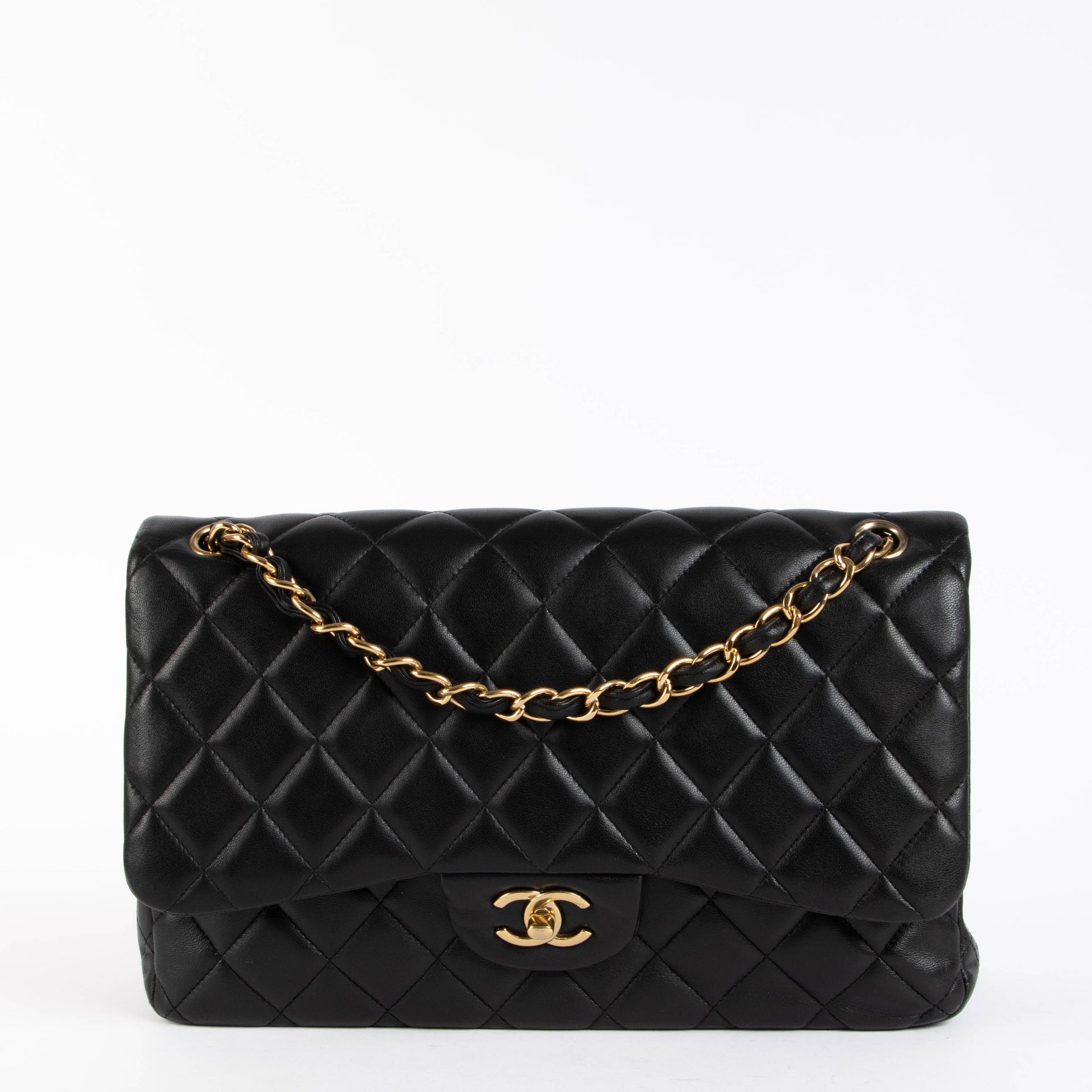 Chanel Black Lambskin Large Classic Flap Bag