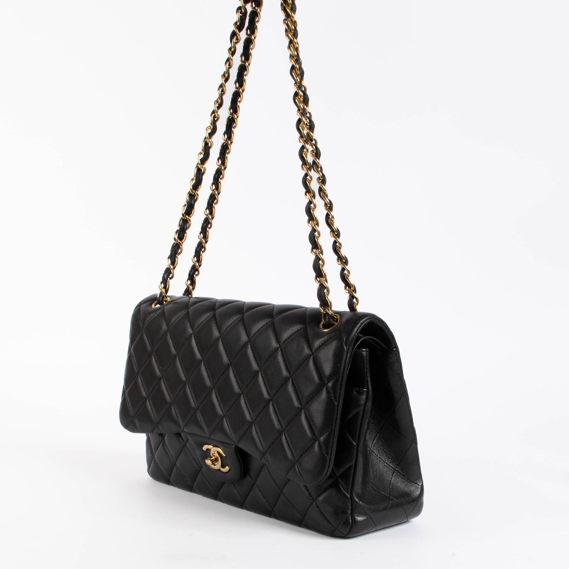 Chanel Black Lambskin Large Classic Flap Bag