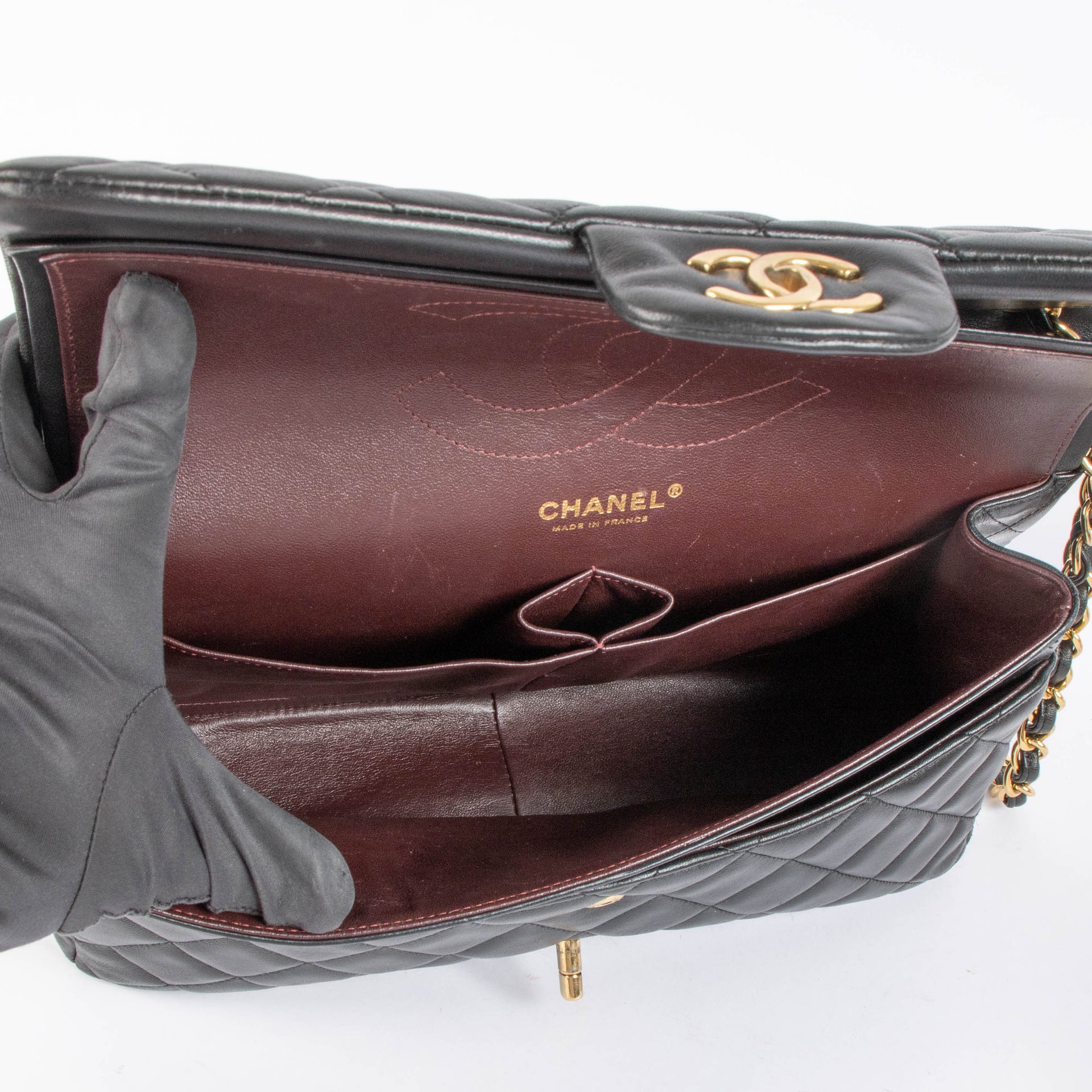 Chanel Black Lambskin Large Classic Flap Bag
