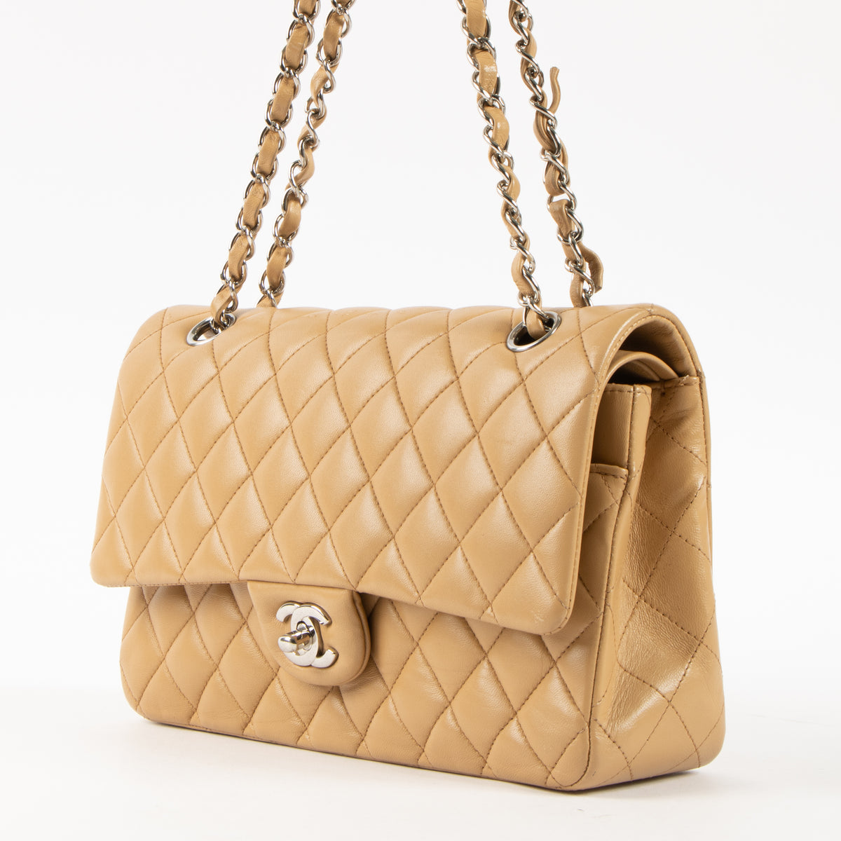 Shop this authentic Chanel Dark Beige Lambskin Medium Classic 11.12 Handbag pre-loved on Labellov.com