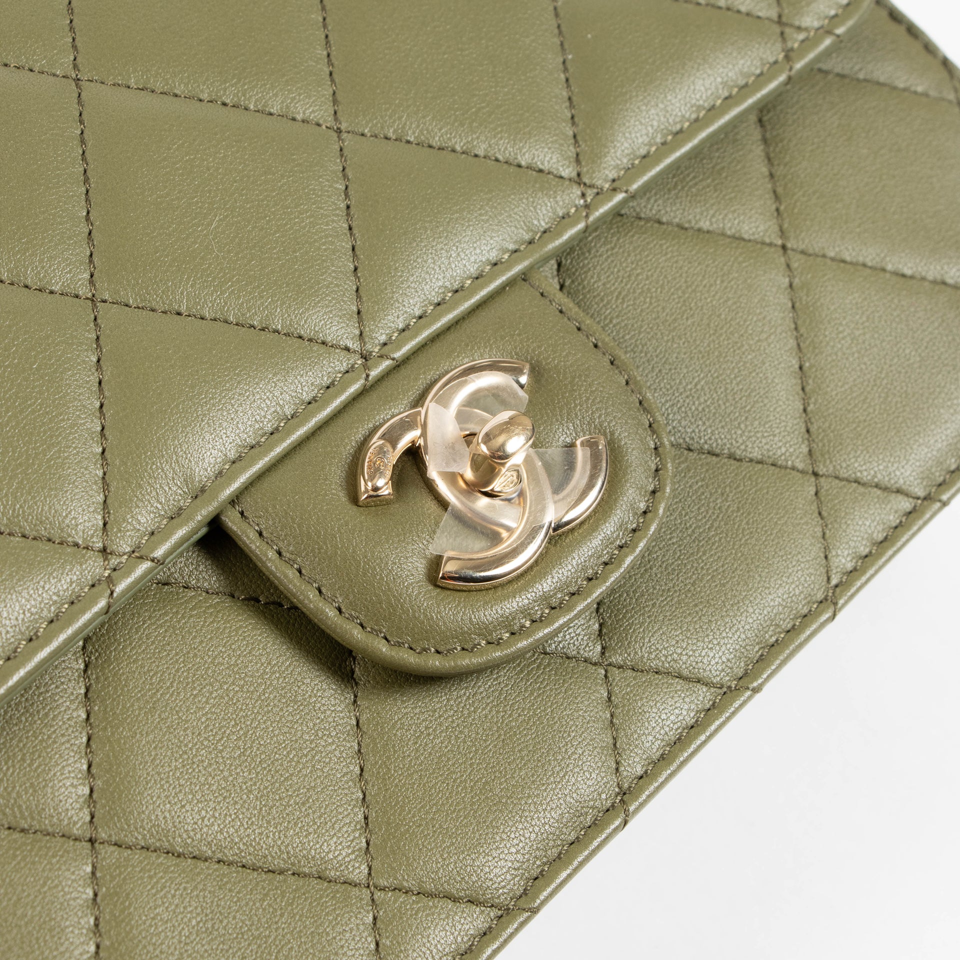 Chanel Green Calfskin Coco Lady Medium Flap Bag