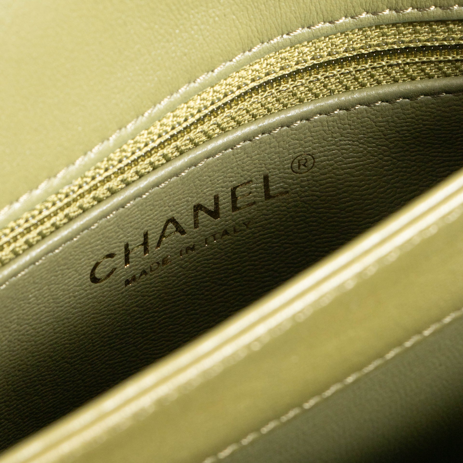 Chanel Green Calfskin Coco Lady Medium Flap Bag