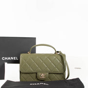 Shop safe online authentic second hand Chanel Green Calfskin Coco Lady Medium Flap Bag