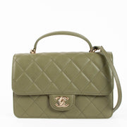 Shop safe online authentic second hand Chanel Green Calfskin Coco Lady Medium Flap Bag