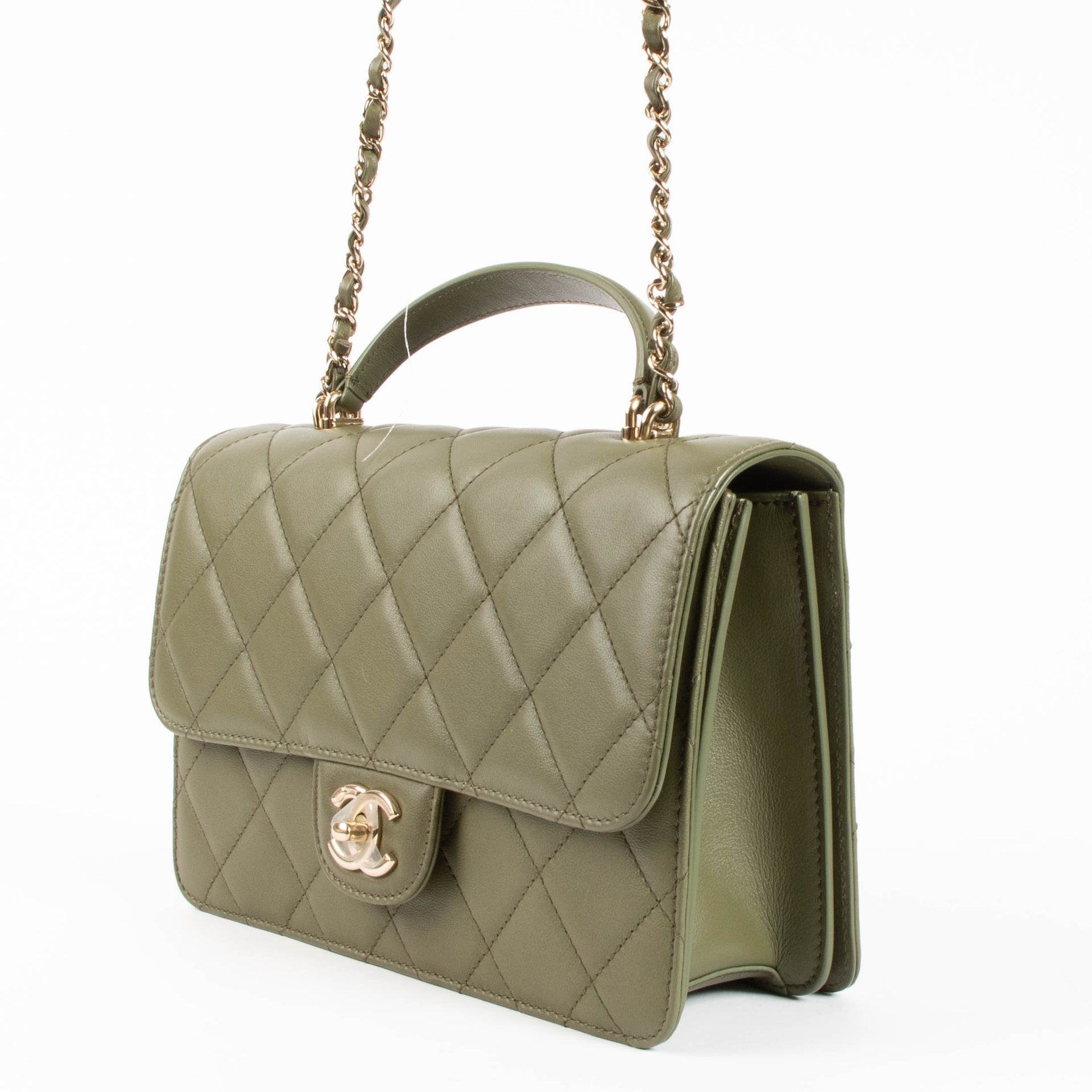 Chanel Green Calfskin Coco Lady Medium Flap Bag