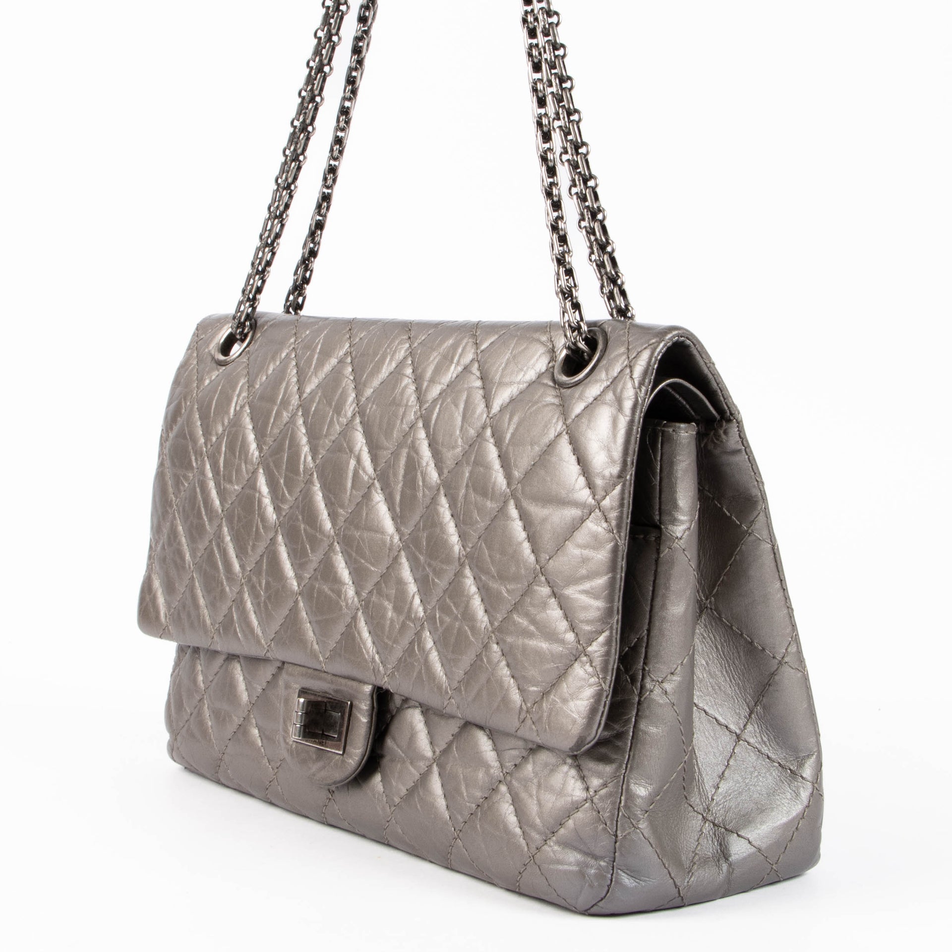 Shop authentic Chanel Grey Aged Calfskin Large 2.55 Reissue Bag on Labellov.com.