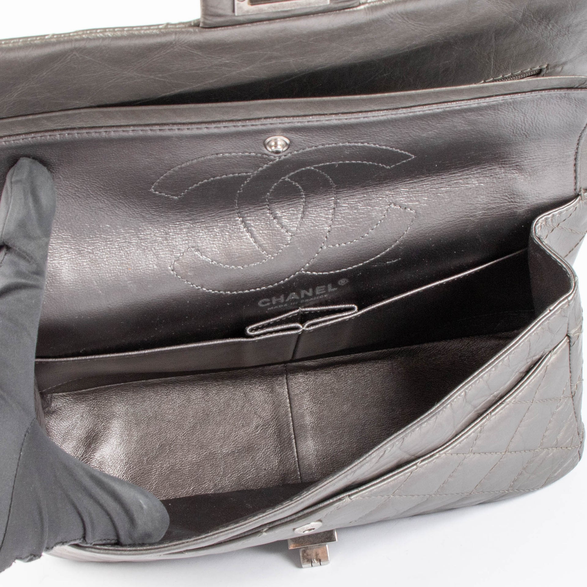 Shop authentic Chanel Grey Aged Calfskin Large 2.55 Reissue Bag on Labellov.com.