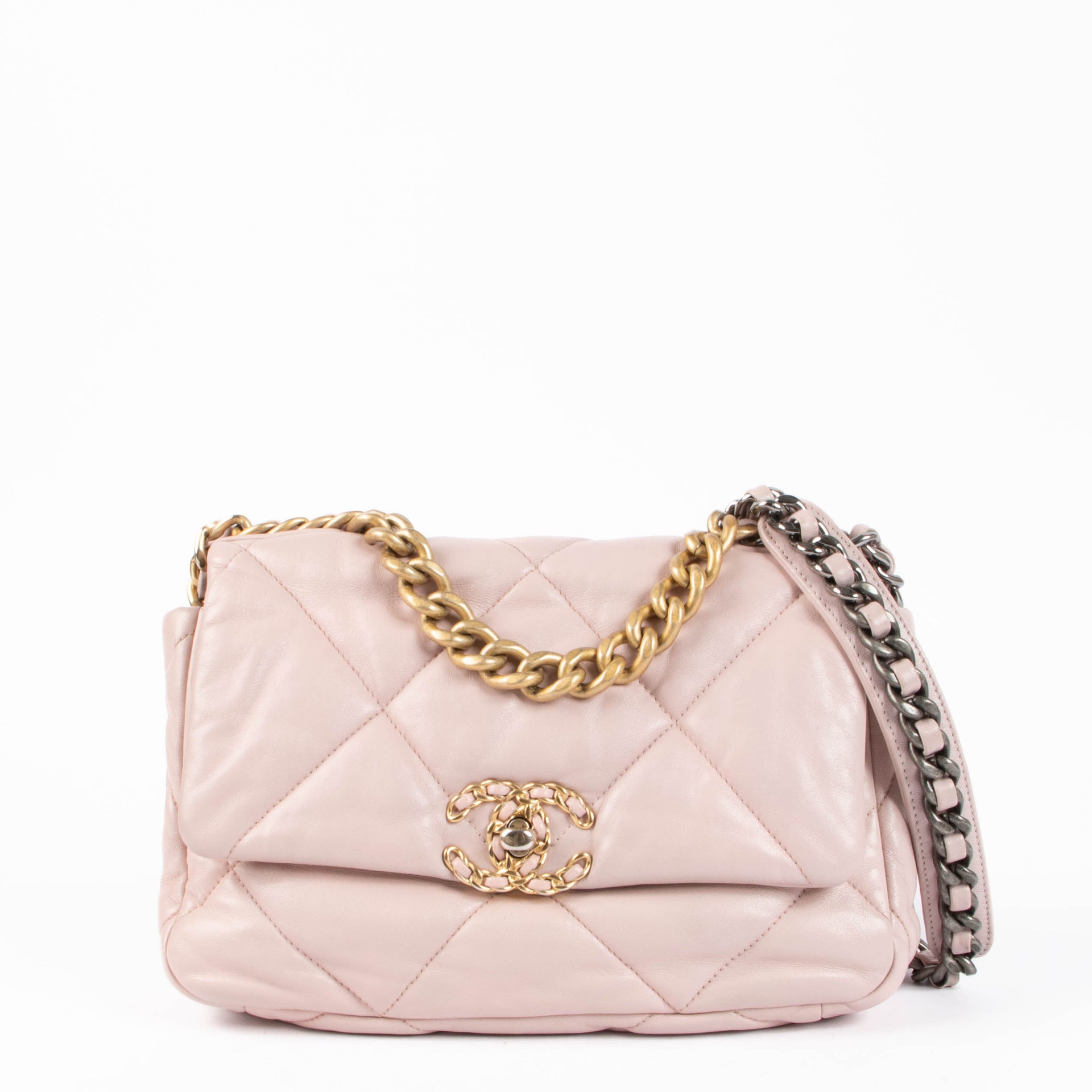 Sac Chanel 19 petit modèle en agneau rose pâle Chanel