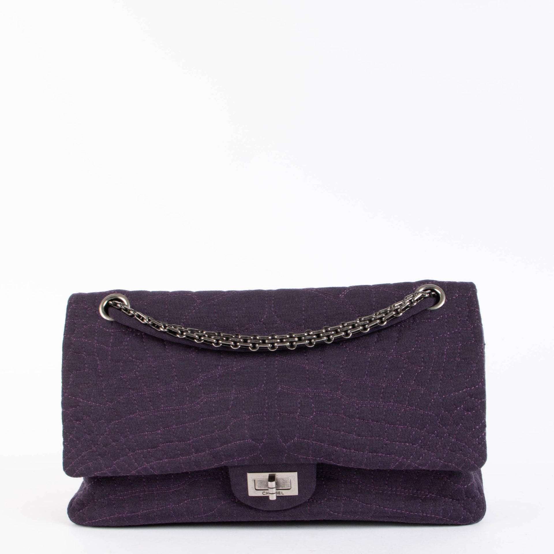 Chanel Purple Cotton Reissue 2.55 Large Shoulder bag